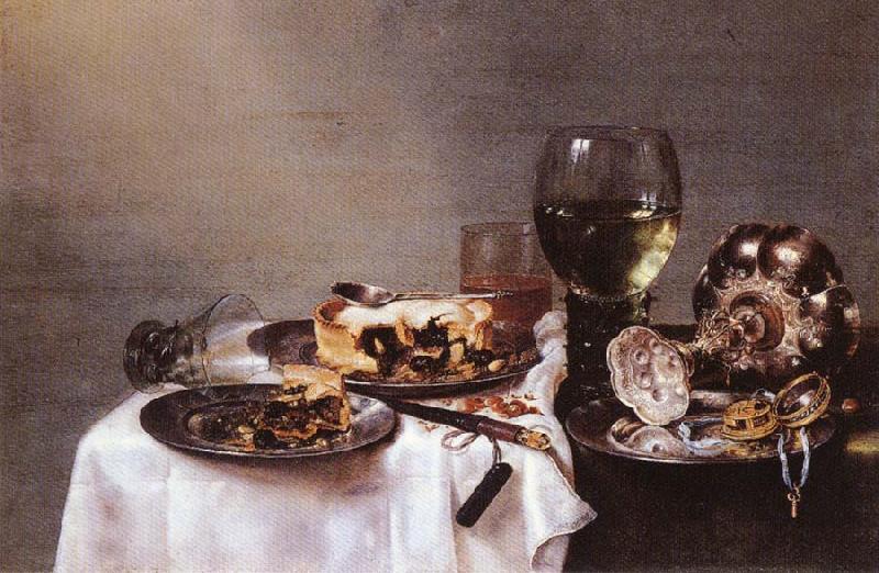 HEDA, Willem Claesz. Breakfast Table with Blackberry Pie oil painting image